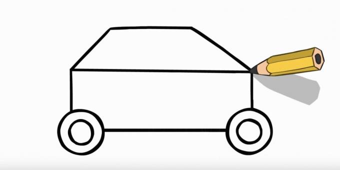 Bir polis arabası nasıl çizilir: arabanın tepesini çizin