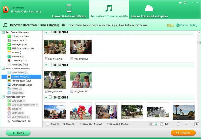 Tenorshare iPhone Veri Kurtarma: Seçili dosyayı gösterir