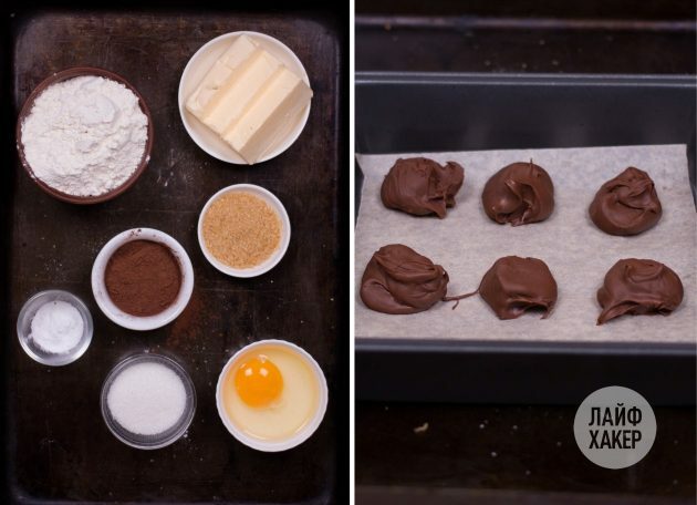 Çikolatalı fondan kurabiyeler için malzemeleri hazırlayın: 