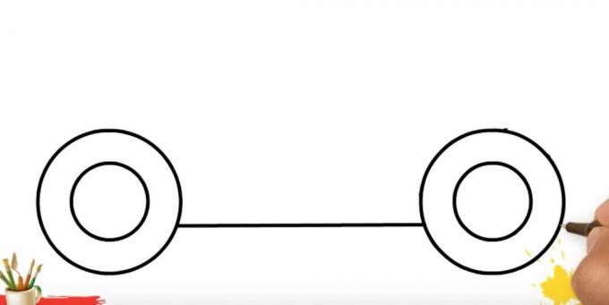 Bir kamyon nasıl çizilir: tekerlekleri bağlayın