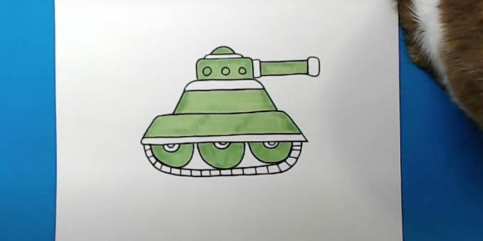 Bir tank nasıl çizilir: açık yeşil bir renk ekleyin 