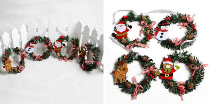 Noel AliExpress ile dekorasyonlar: çelenk kapı