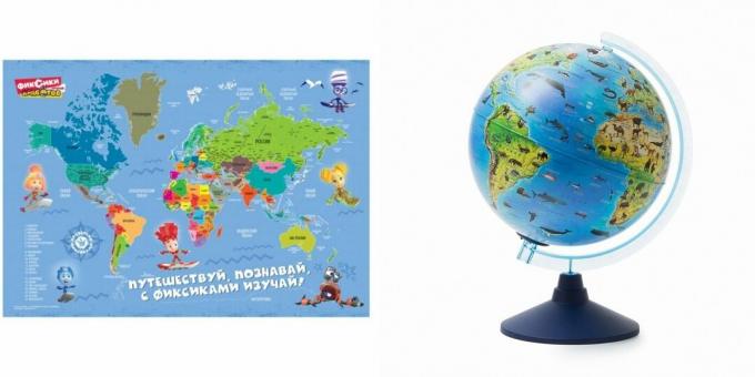 Bir erkek çocuğa doğum gününde 5 yıllığına hediyeler: dünya haritası veya küre