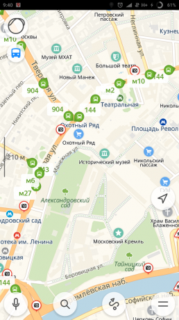 "Yandex. Kentin" Harita: toplu taşıma ara