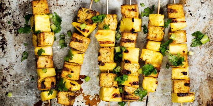 açık havada pişirmeye Ne, et için hariç: tofu zencefil-soya marine ananas