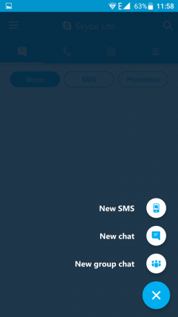 Skype Lite: sohbetler