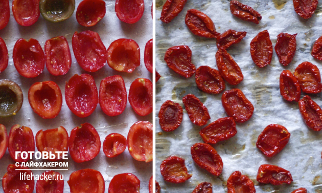 Evde güneşte kurutulmuş domates nasıl yapılır: fırına domates koyun