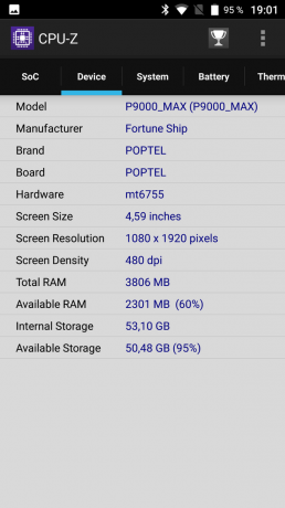 Korumalı akıllı telefon Poptel P9000 Max: CPU-Z