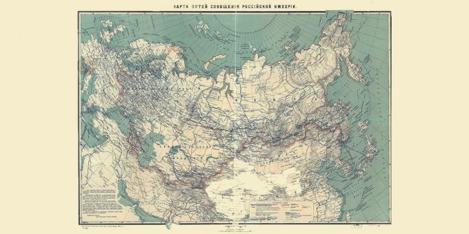 Rusya İmparatorluğu Tarihi: 1916'da Rusya'da Demiryolları Haritası. 