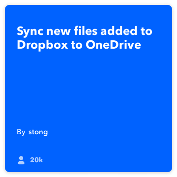 IFTTT Tarif: Sync Dropbox için onedrive bağlanacağı Dropbox için onedrive