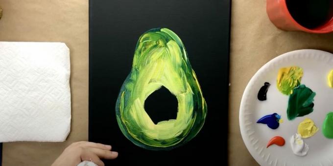 Avokado nasıl çizilir: meyvenin üzerini boyayın