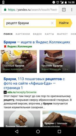 "Yandex": tarifi arama seçenekleri
