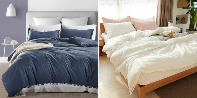 Ponponlu yatak çarşafları