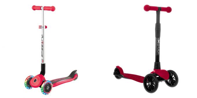 Bir erkek çocuk için hediyeler: üç tekerlekli scooter