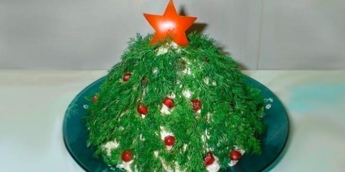 Noel yemekleri tarifleri: bir salata kuru erik "Noel ağacı" ile