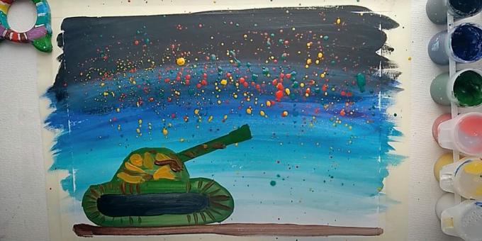 Bir tank nasıl çizilir: zemini boyayın ve renkli vuruşlar ekleyin
