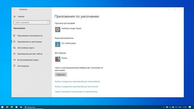 Yapılandırma Windows 10: Değişim varsayılan uygulama