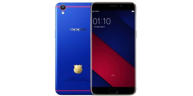 Akıllı telefonlar OPPO: 2017 OPPO Oppo yılında kulübü "Barcelona" hayranları için markalı bir model R11 yayınladı
