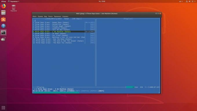 Linux terminali, terminal içinde müzik dinlemek için izin verir